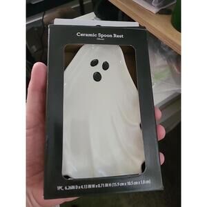 Way To Celebrate Ceramic Halloween White Ghost Spoon Rest Spooky, New